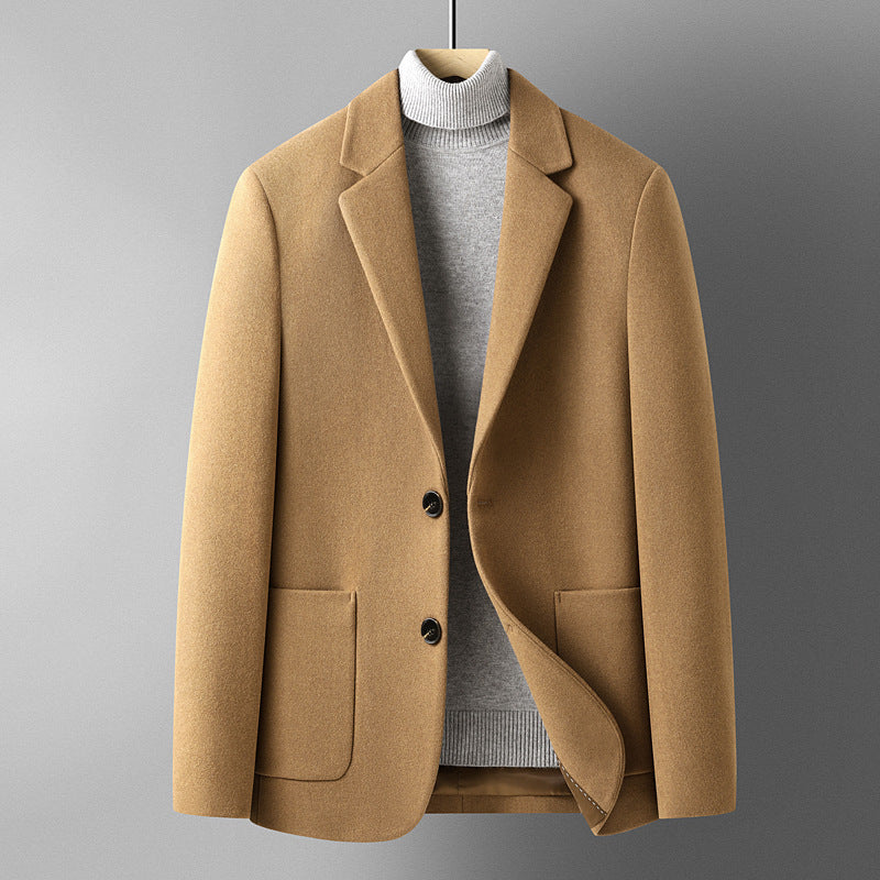 Autumn And Winter Solid Color Short Wool Woolen Men's Suit