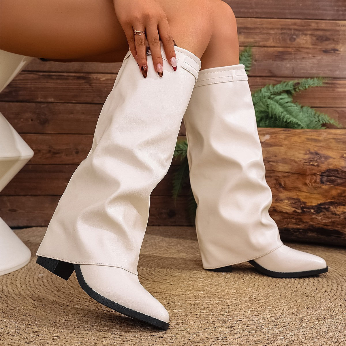 Autumn Chunky-Heel Plus-Size British-Style Over-the-Knee Boots