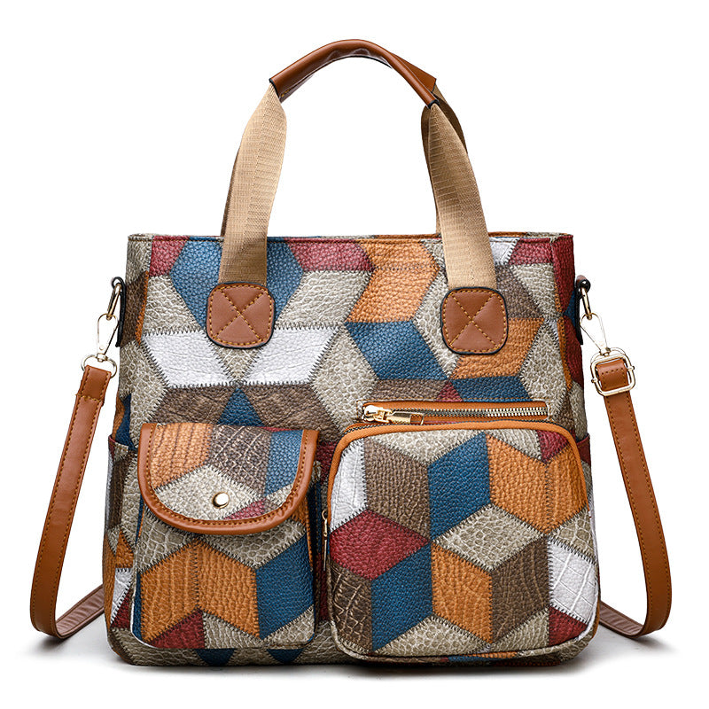 Retro Washed Leather Biker Bag Soft Leather Double Pocket ShoulderCrossbody
