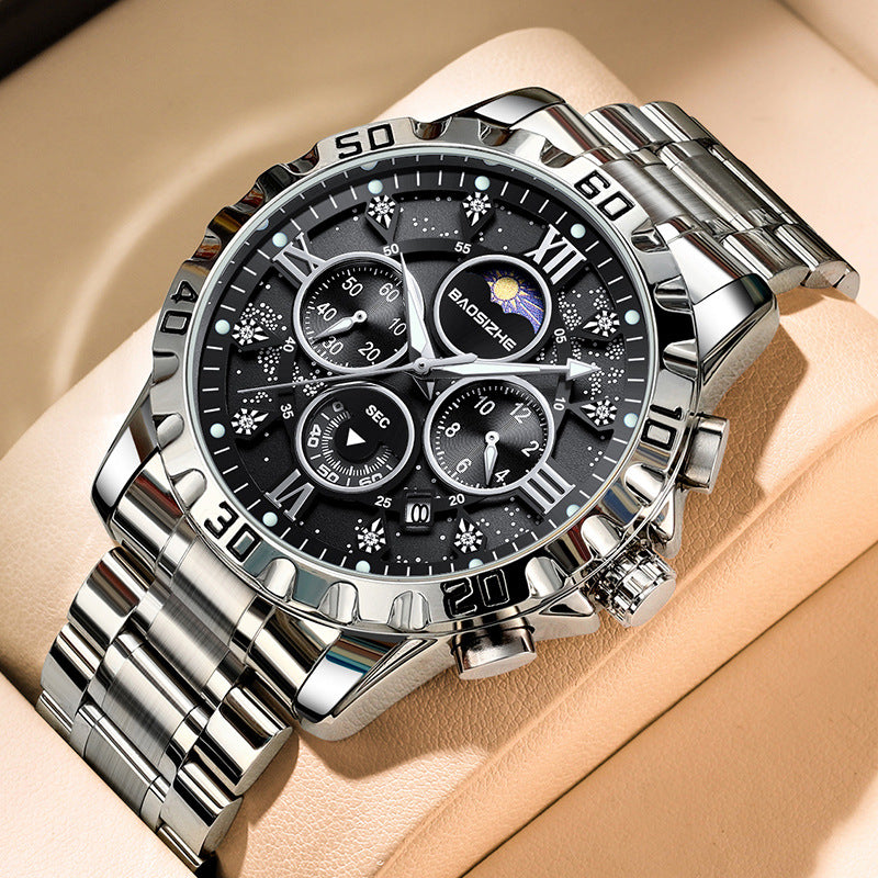 Automatic Non-mechanical Watch Steel Belt Waterproof Quartz Watch Men's Watch