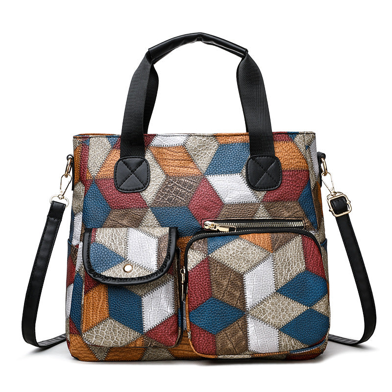 Retro Washed Leather Biker Bag Soft Leather Double Pocket ShoulderCrossbody