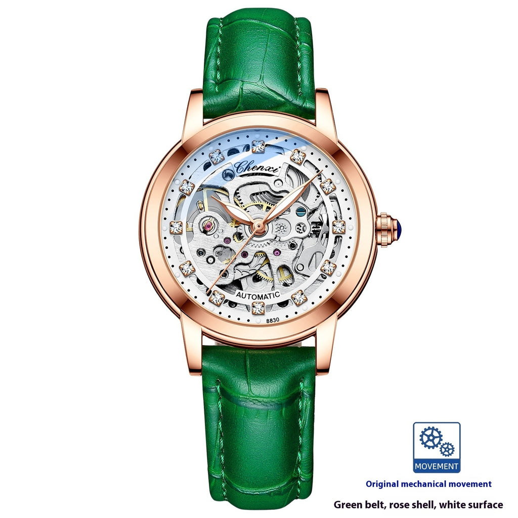Fashion Diamond Waterproof Automatic Hollow Mechanical Watch