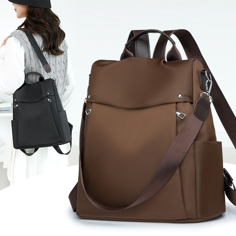 Womens Travel Commuter All-Match Simple Backpack Premium Textured Shoulder Bag