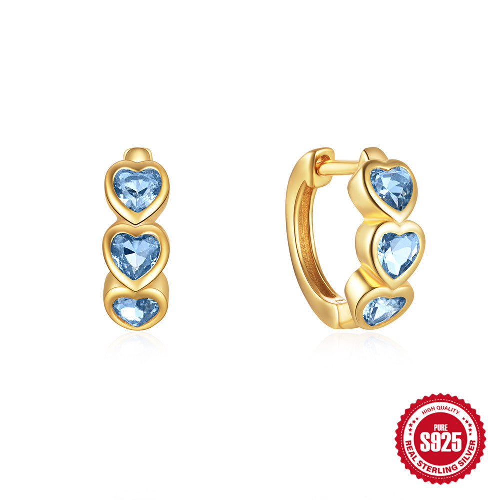 925 Sterling Silver Heart-shaped Diamond Earclip Earrings